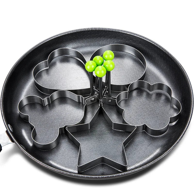 5pcs Stainless Steel Egg Frying Machine Egg Frying Machine Breakfast Baking Model Heart-Shaped Egg Frying Machine Gadge