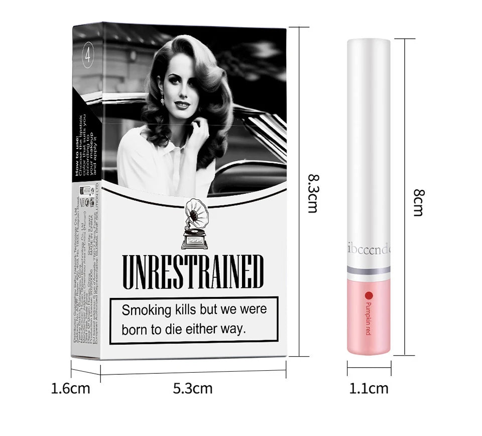 4-Piece Cigarette Lipstick Set – Matte Velvet Finish, Waterproof & Smudge-Proof Lip Gloss for Bold, Lasting Color