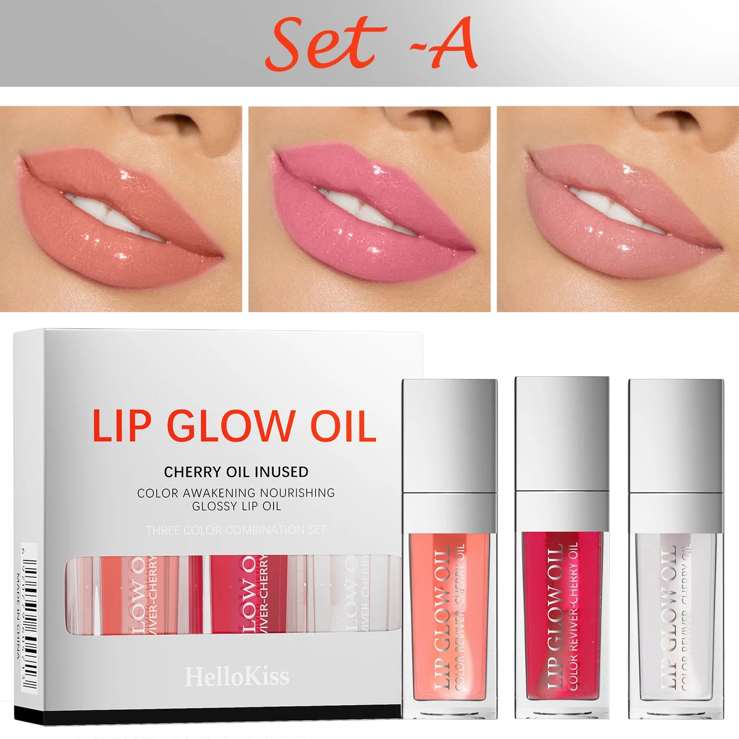 Crystal Jelly Moisturizing Lip Oil Set – Tinted Lip Glow Oil for Hydrating Shine & Natural Color, Lightweight Lip Gloss Makeup Kit