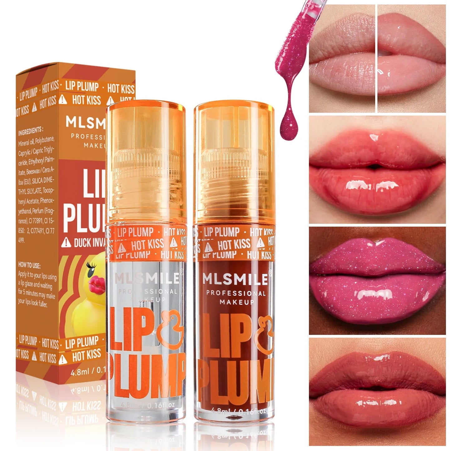 Spicy Lip Plumping Gloss & Oil Set – Moisturizing, Long-Lasting Mirror Shine with Natural Pearl Finish