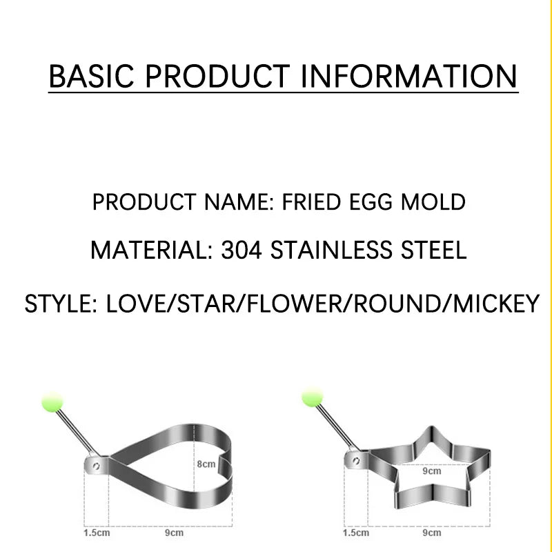 5pcs Stainless Steel Egg Frying Machine Egg Frying Machine Breakfast Baking Model Heart-Shaped Egg Frying Machine Gadge