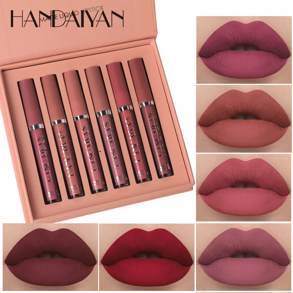 6-Pieces Non-Stick Liquid Lipstick Gift Set – Long-Lasting Matte Lip Gloss – Fade-Resistant, Smooth Finish