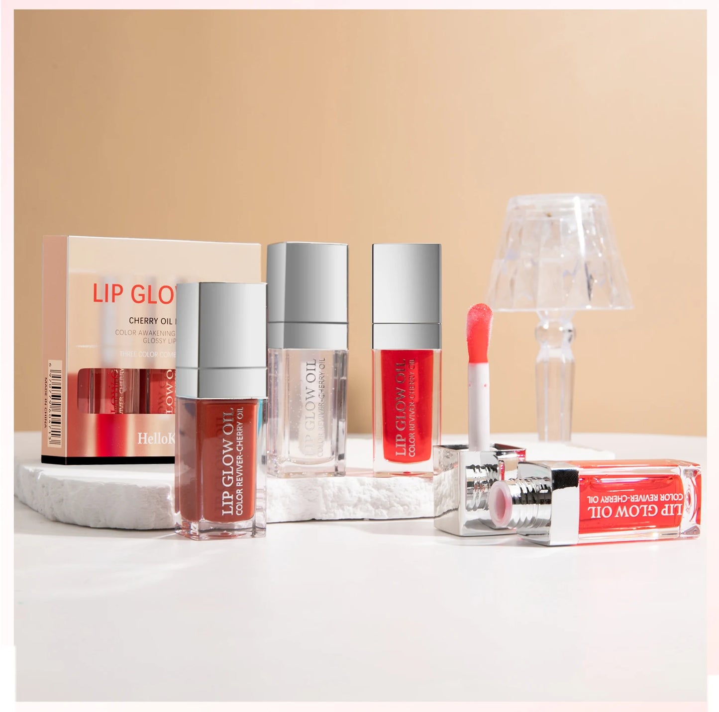 Crystal Jelly Moisturizing Lip Oil Set – Tinted Lip Glow Oil for Hydrating Shine & Natural Color, Lightweight Lip Gloss Makeup Kit