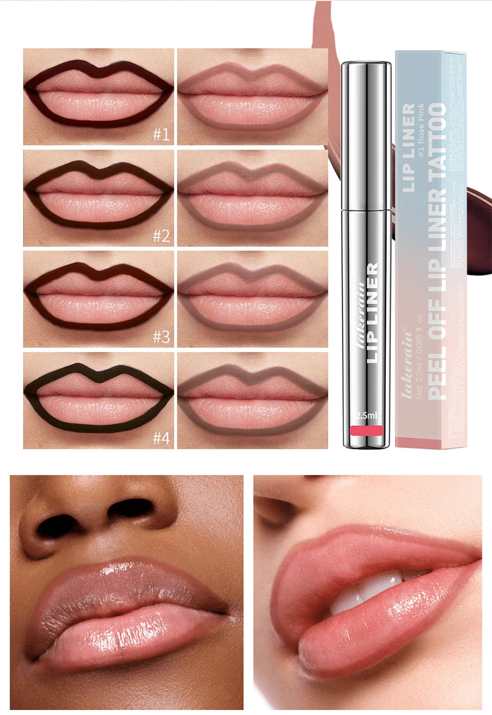 Peel-Off Lip Tint Tattoo Set – 4 Matte Velvet Shades, Long-Lasting Waterproof & Transfer-Proof Lip Color
