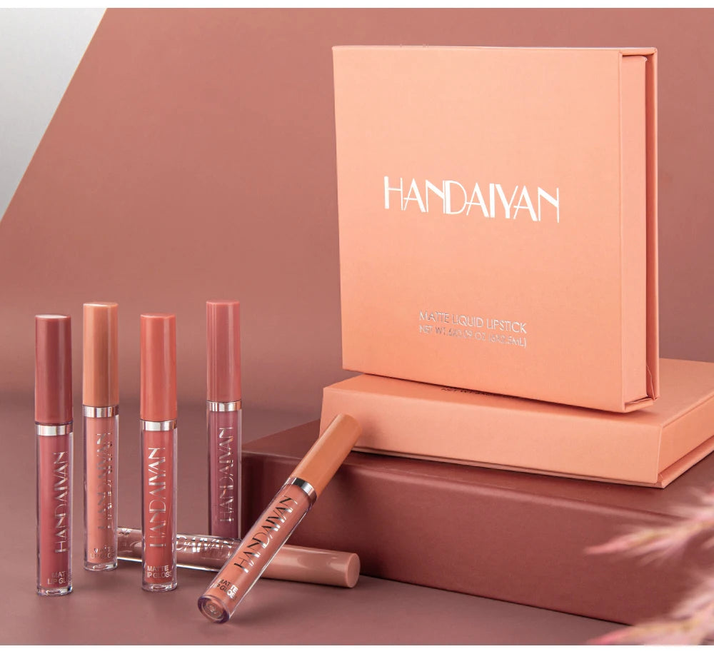 6-Pieces Non-Stick Liquid Lipstick Gift Set – Long-Lasting Matte Lip Gloss – Fade-Resistant, Smooth Finish
