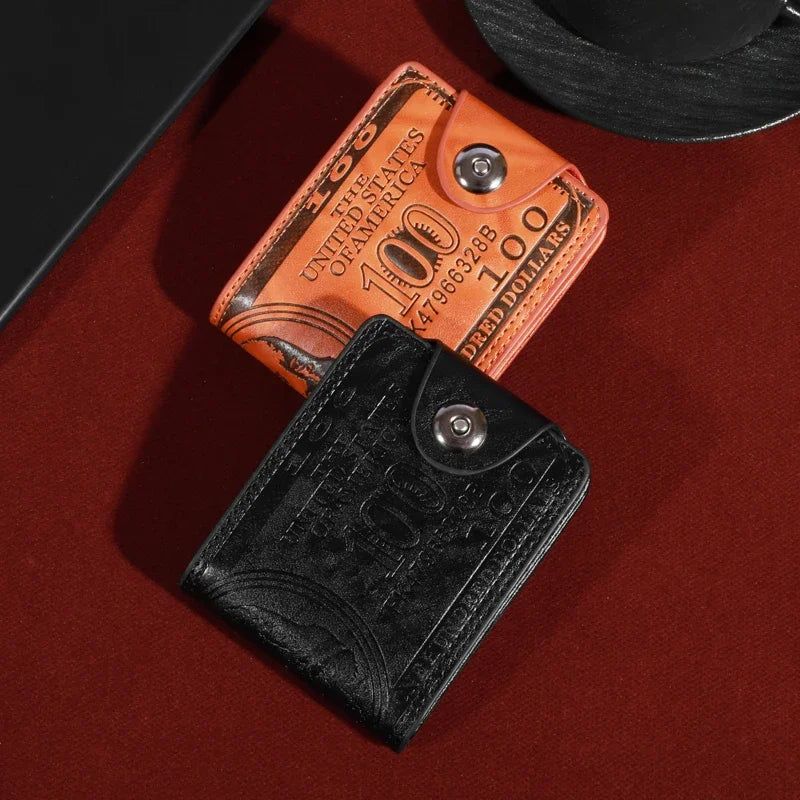 Men’s Faux Leather Wallet with 100 Dollar Bill Design – Bifold Style with Card Slots & ID Window