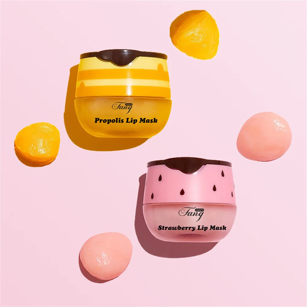 Honey Propolis Lip Balm & Lip Mask Set – Moisturizing Honey Pot with Applicator Stick, Ideal Valentine’s Day Gift