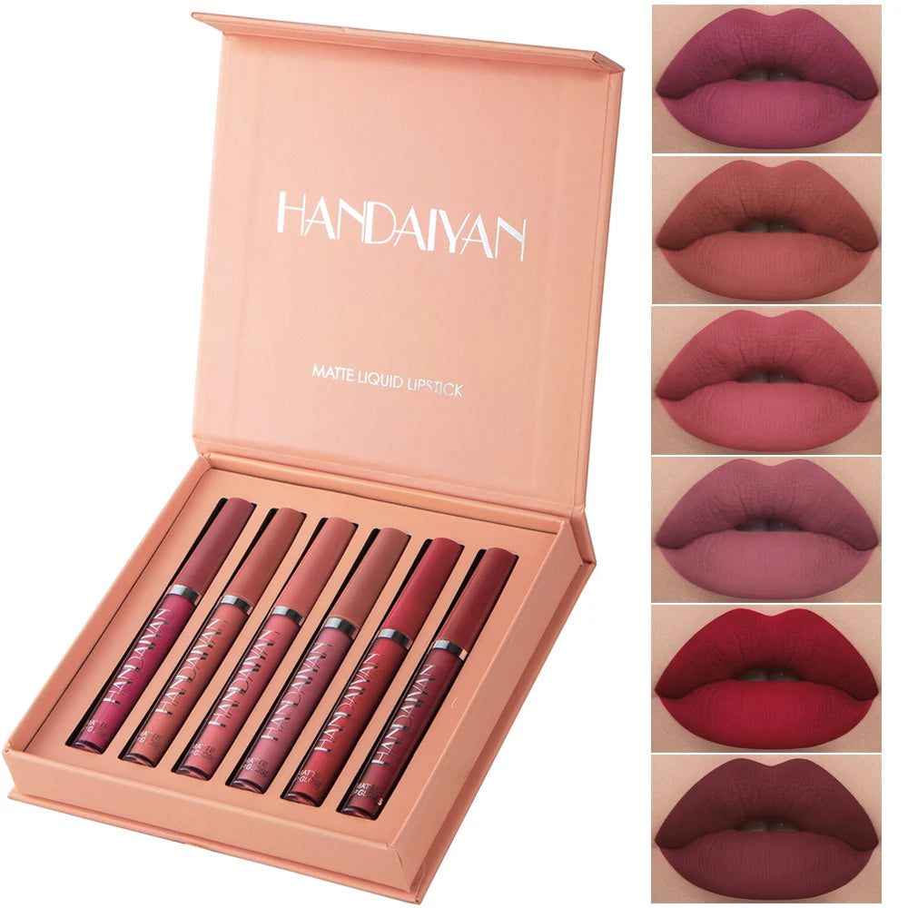 6-Pieces Non-Stick Liquid Lipstick Gift Set – Long-Lasting Matte Lip Gloss – Fade-Resistant, Smooth Finish