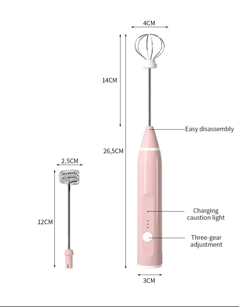 1 PC USB Rechargeable Milk Frother Portable Handheld Mixer & Egg Beater Electric Coffee Foamer, Milk Shaker & Blender