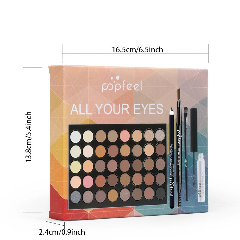 POPFEEL Eye Makeup Starter Kit – Budget-Friendly Beauty Set with Eyeshadow Palette, Eyeliner, Mascara & Brow Pencil – Perfect Gift for Makeup Lovers