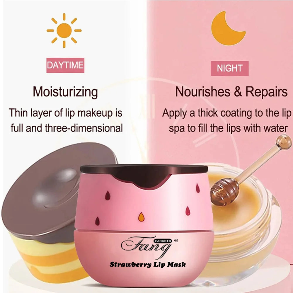 Honey Propolis Lip Balm & Lip Mask Set – Moisturizing Honey Pot with Applicator Stick, Ideal Valentine’s Day Gift
