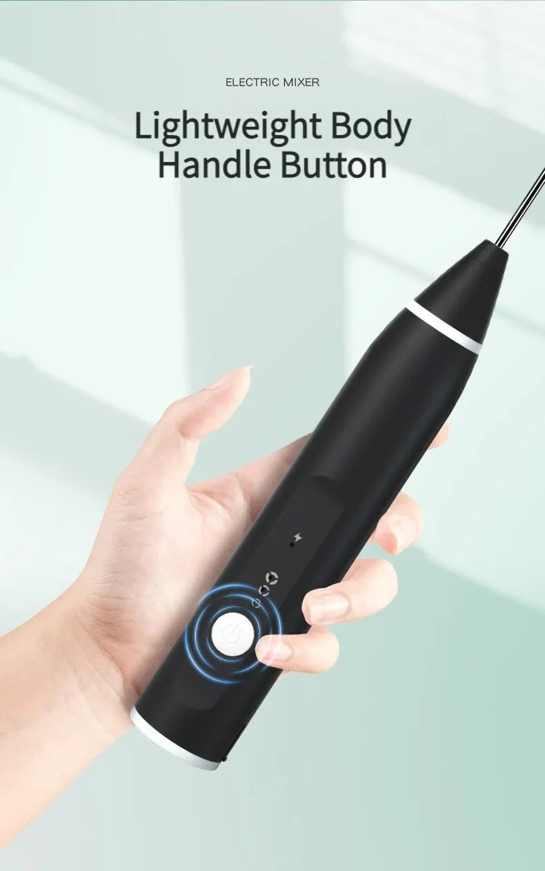 1 PC USB Rechargeable Milk Frother Portable Handheld Mixer & Egg Beater Electric Coffee Foamer, Milk Shaker & Blender