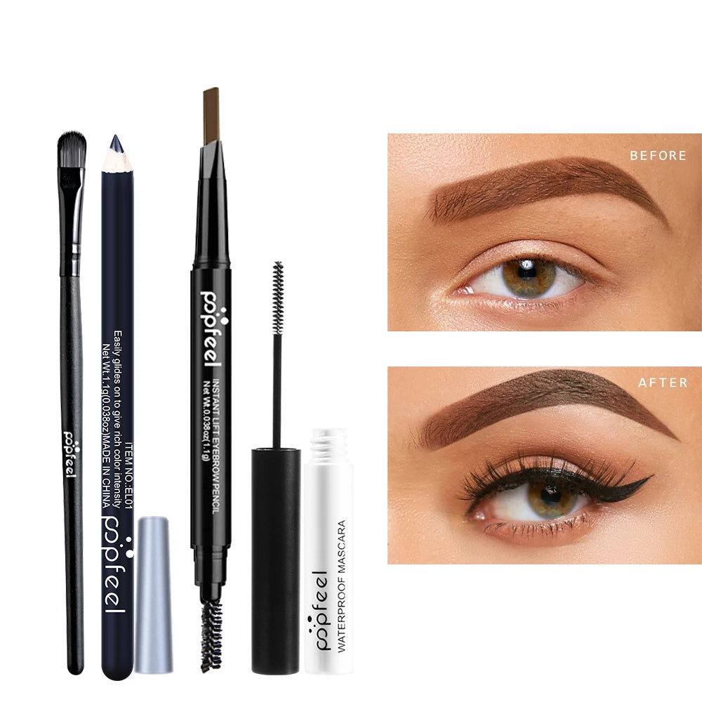 POPFEEL Eye Makeup Starter Kit – Budget-Friendly Beauty Set with Eyeshadow Palette, Eyeliner, Mascara & Brow Pencil – Perfect Gift for Makeup Lovers