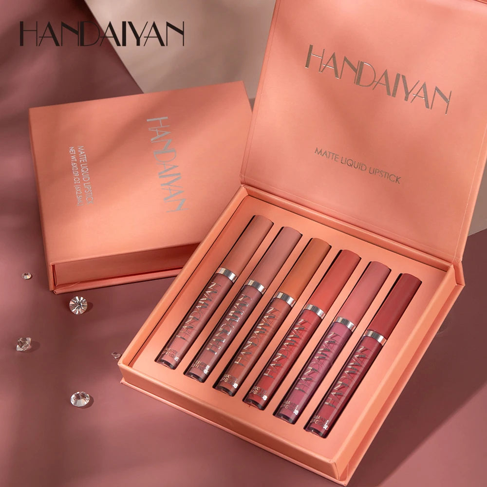 6-Pieces Non-Stick Liquid Lipstick Gift Set – Long-Lasting Matte Lip Gloss – Fade-Resistant, Smooth Finish
