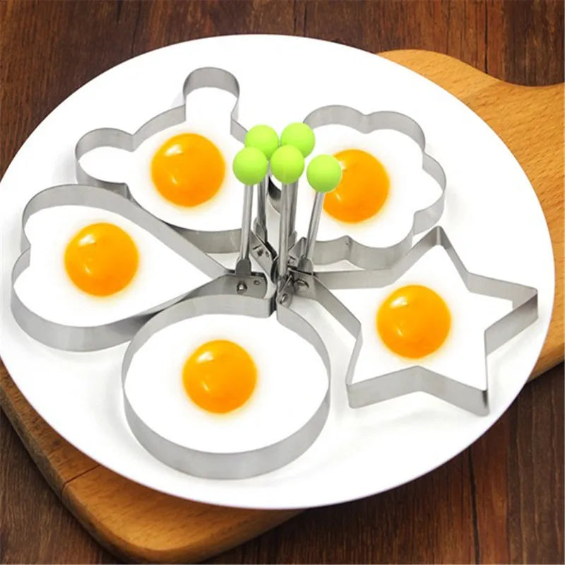 5pcs Stainless Steel Egg Frying Machine Egg Frying Machine Breakfast Baking Model Heart-Shaped Egg Frying Machine Gadge