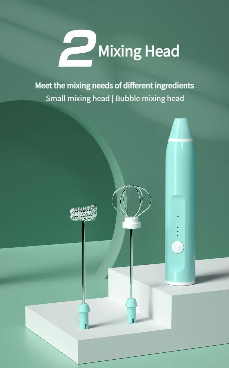 1 PC USB Rechargeable Milk Frother Portable Handheld Mixer & Egg Beater Electric Coffee Foamer, Milk Shaker & Blender