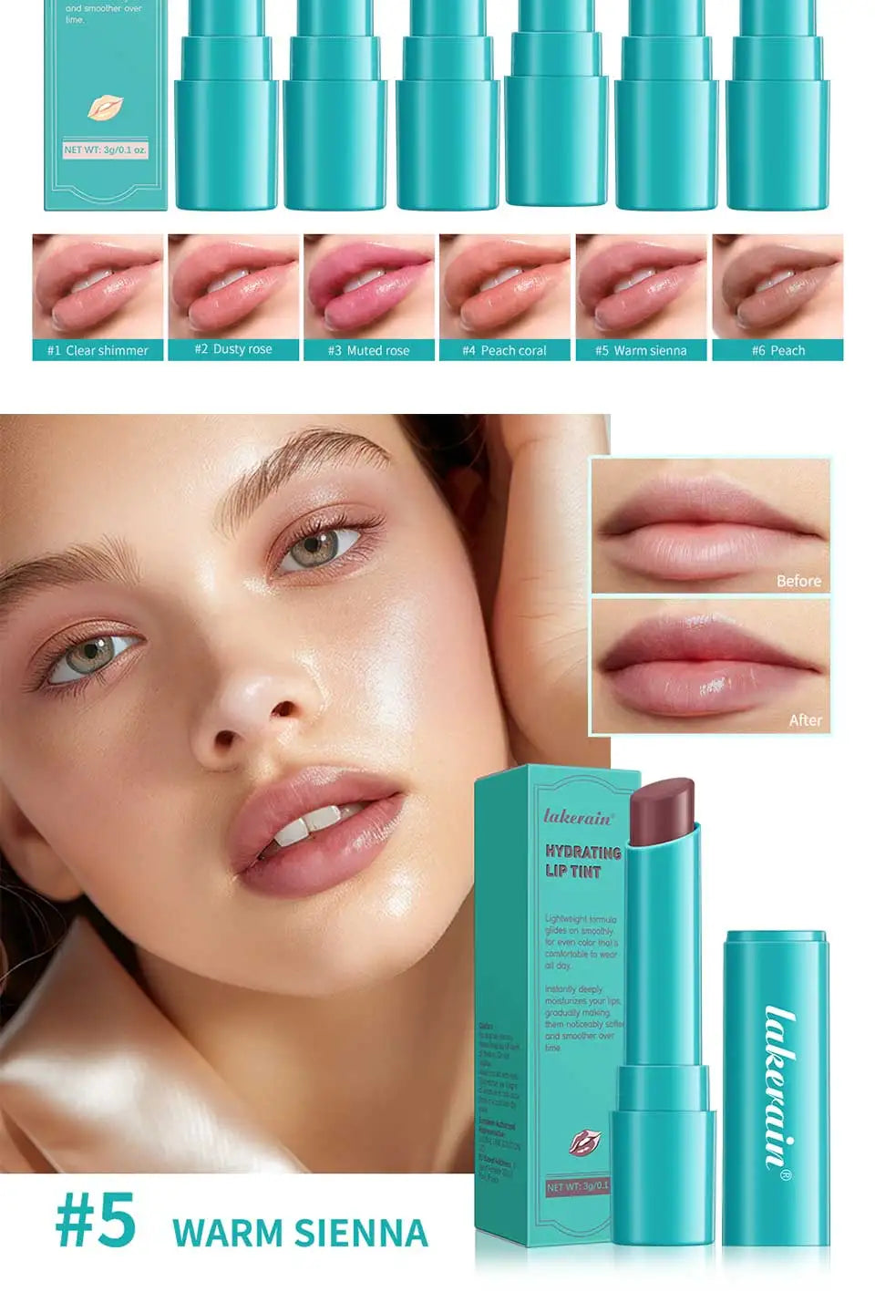 Hydrating Tinted Lip Balm – Long-Lasting Moisture Jelly-Like Tint with Natural Color Korean Lip Makeup