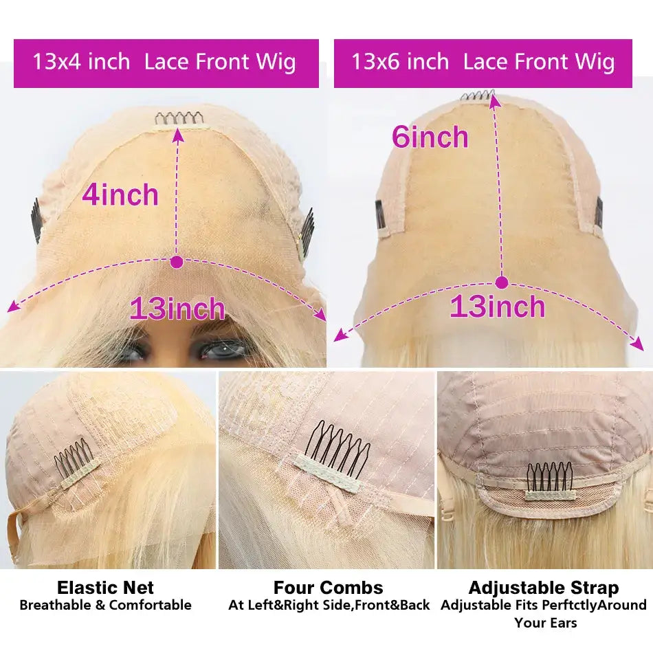 613 Honey Blonde Body Wave 13x6 13x4 Lace Front Human Hair Wig