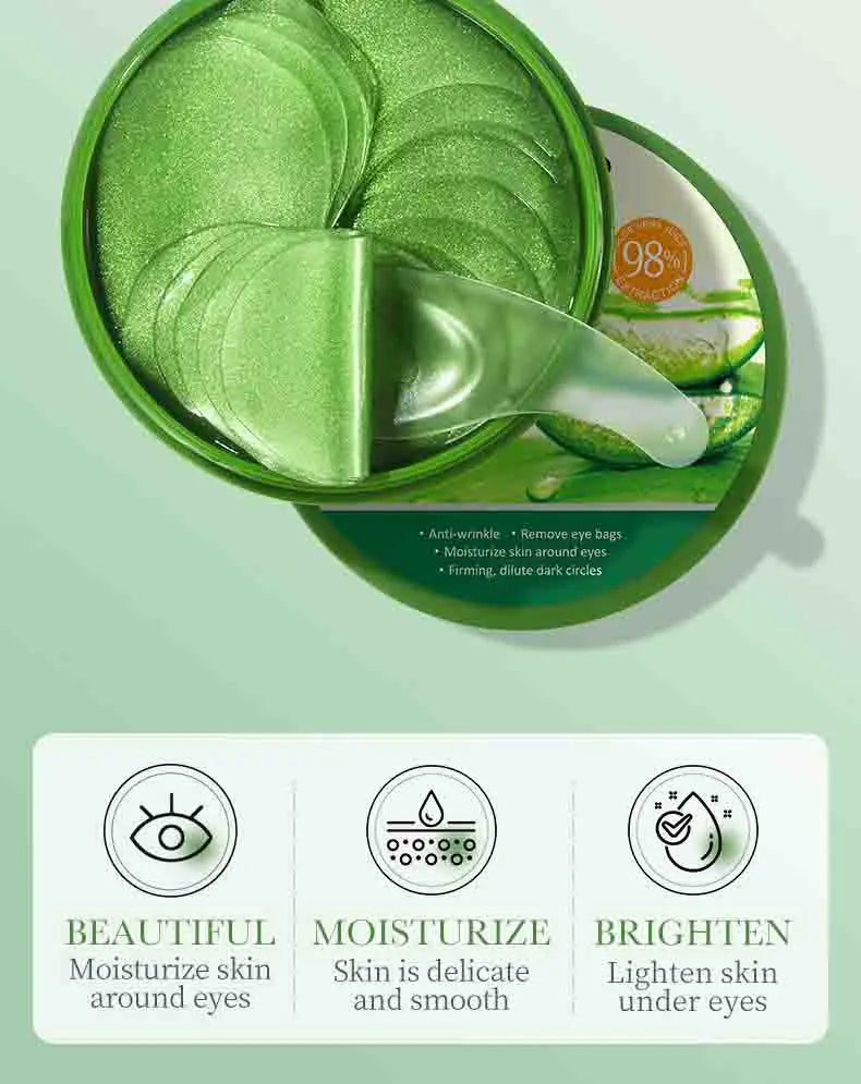 Aloe Vera Eye Masks – Hydrating & Soothing with Rich Aloe Vera Essence, Perfect for Winter & Spring Skincare, Great as a New Year Gift