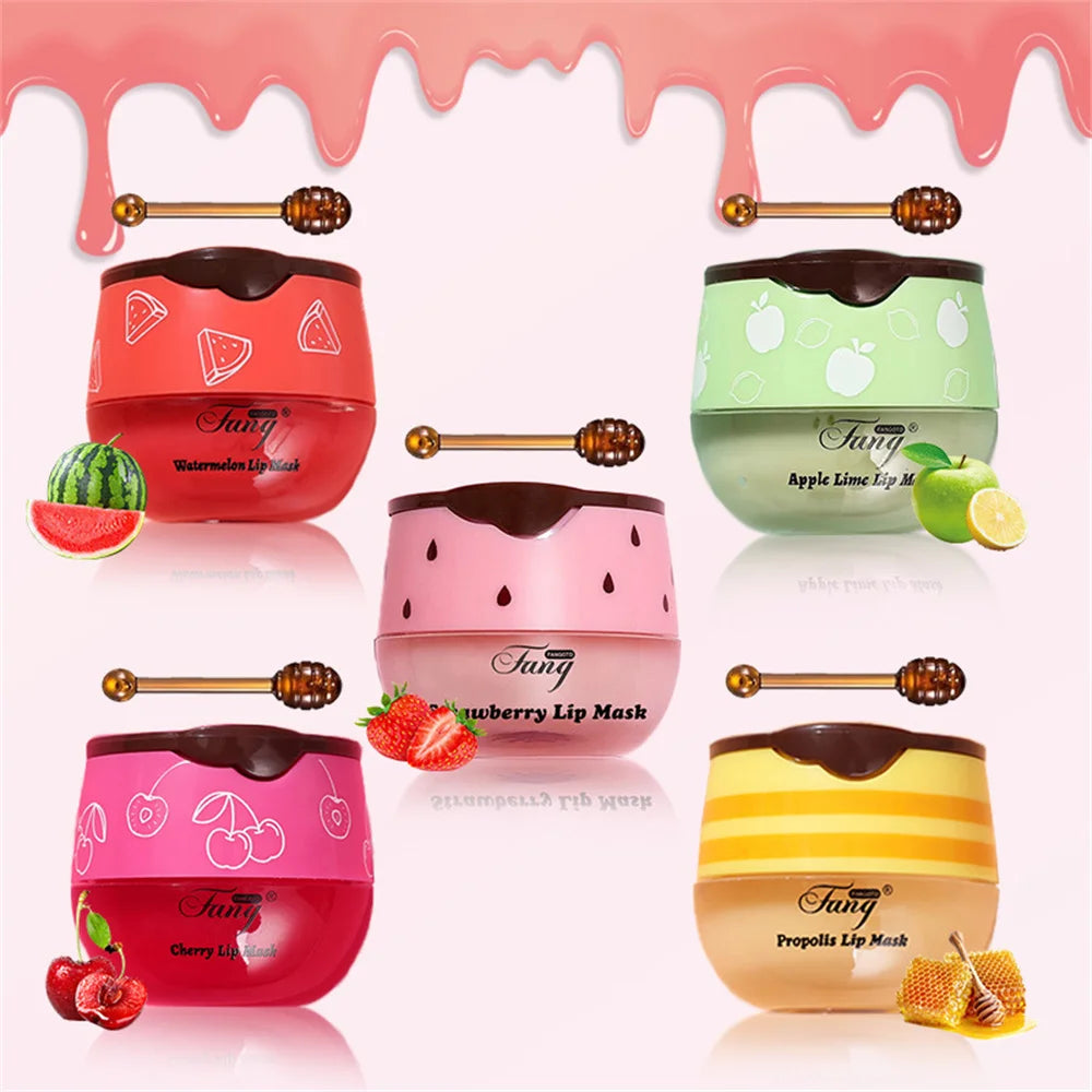 Honey Propolis Lip Balm & Lip Mask Set – Moisturizing Honey Pot with Applicator Stick, Ideal Valentine’s Day Gift