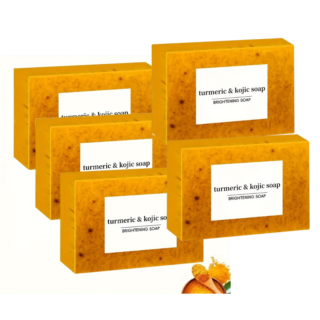 3-Pack Turmeric & Kojic Acid Soap Bars – Brightening and Deep Cleansing Face & Body Soap – Gentle on All Skin Types, Paraben-Free