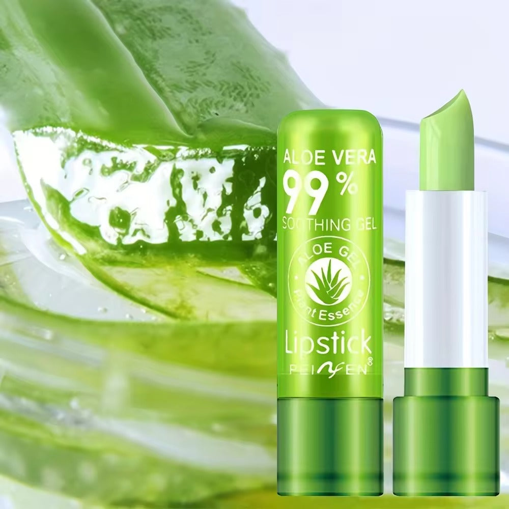 Color-Changing Aloe Lipstick – Long-Lasting, Moisturizing Green-to-Pink Magic Lipstick