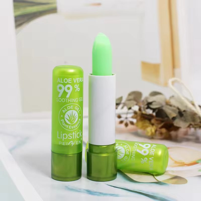 Color-Changing Aloe Lipstick – Long-Lasting, Moisturizing Green-to-Pink Magic Lipstick