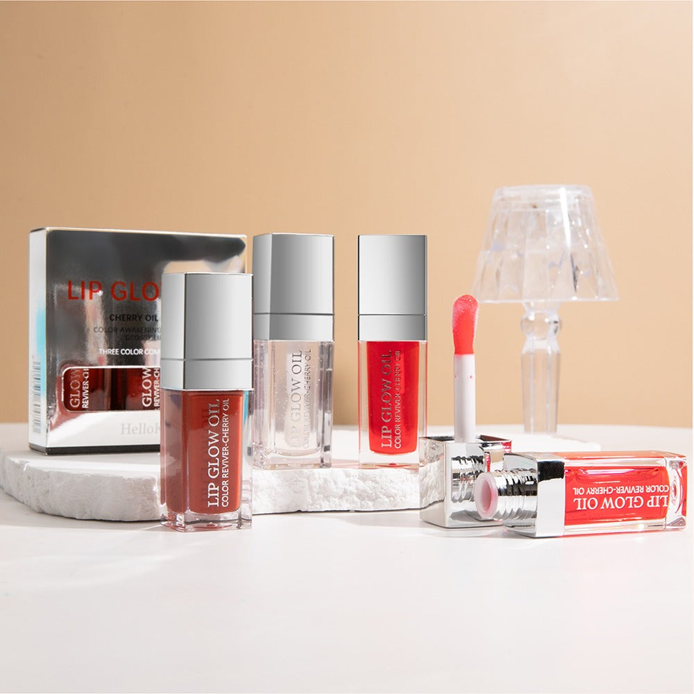 Crystal Jelly Moisturizing Lip Oil Set – Tinted Lip Glow Oil for Hydrating Shine & Natural Color, Lightweight Lip Gloss Makeup Kit