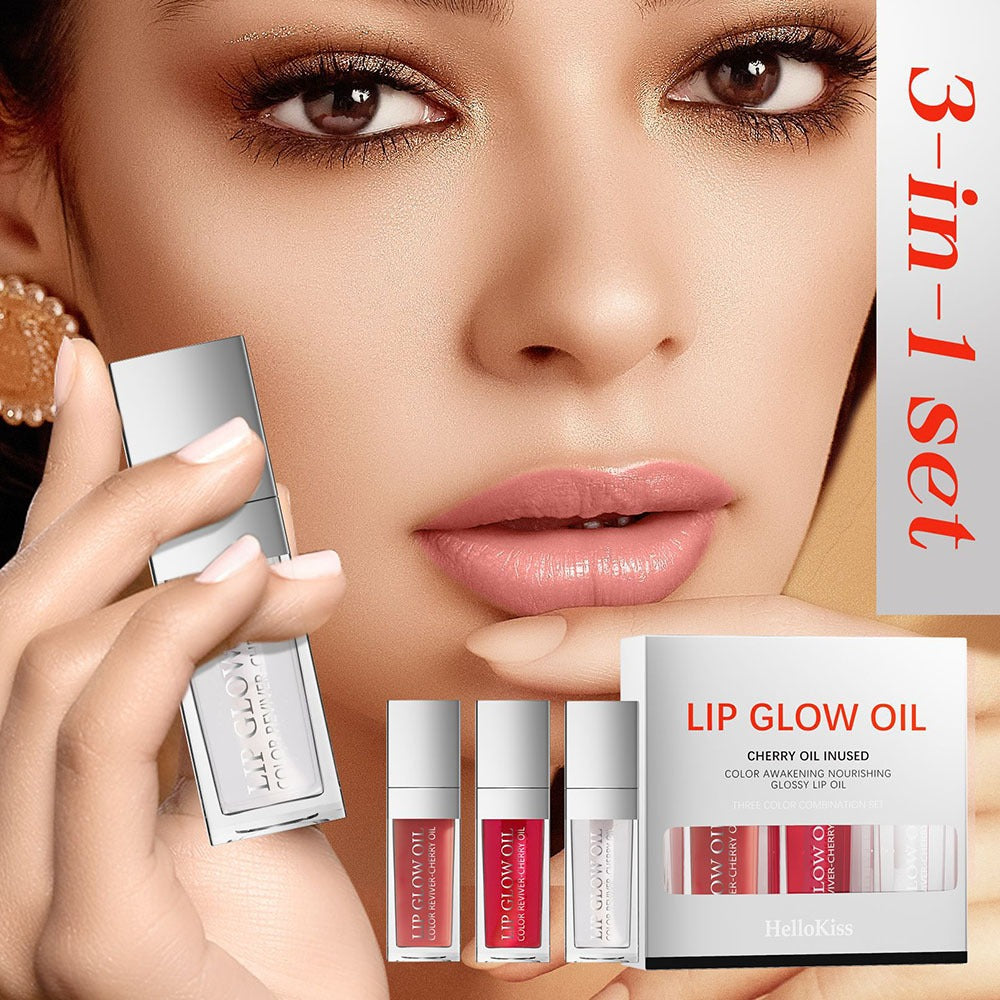 Crystal Jelly Moisturizing Lip Oil Set – Tinted Lip Glow Oil for Hydrating Shine & Natural Color, Lightweight Lip Gloss Makeup Kit