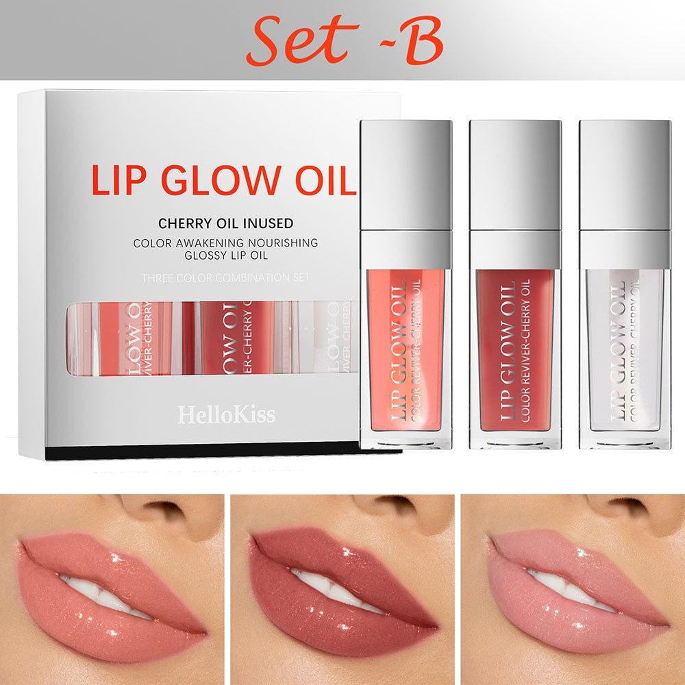 Crystal Jelly Moisturizing Lip Oil Set – Tinted Lip Glow Oil for Hydrating Shine & Natural Color, Lightweight Lip Gloss Makeup Kit