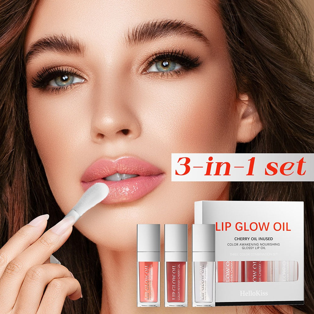 Crystal Jelly Moisturizing Lip Oil Set – Tinted Lip Glow Oil for Hydrating Shine & Natural Color, Lightweight Lip Gloss Makeup Kit