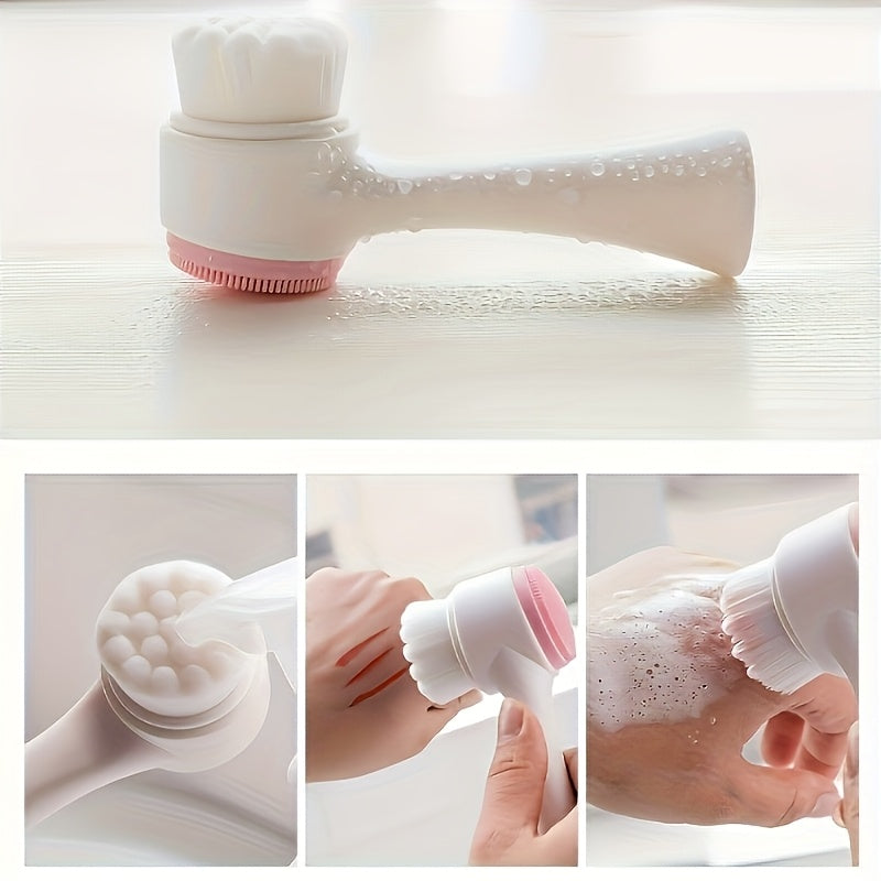2-in-1 Silicone Facial Scrubber & Manual Face Massager – Double-Sided Exfoliating Brush with Soft Bristles, No Power Needed