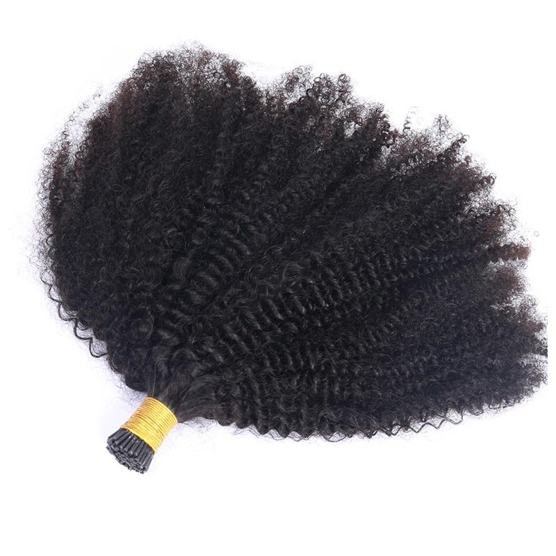 Mongalian Afro Kinky Curly i Tip Microlinks Braiding Human Hair Extension