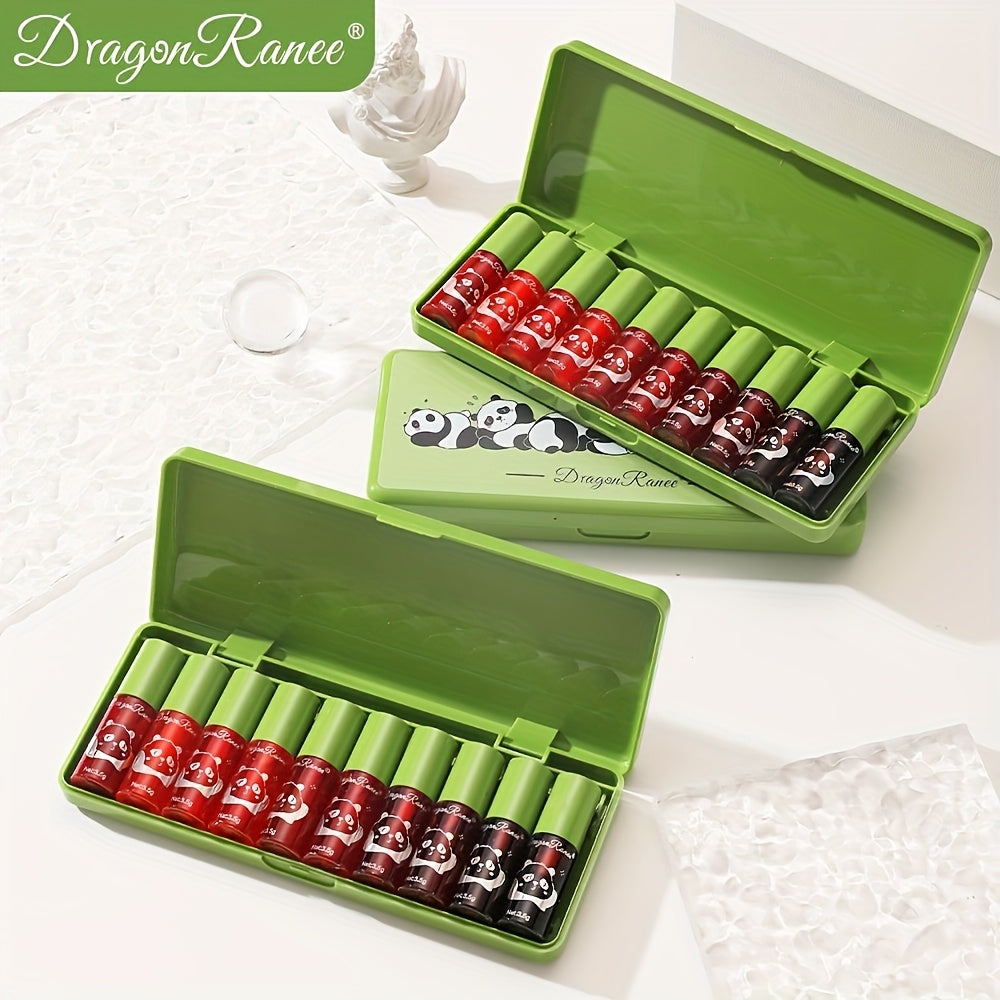 10-Piece Mini Lip Gloss Set – Green Lipstick Gift Box with Nourishing, Long-Lasting, Moisturizing Lip Colors, Glosses & Stains – Mirror-Like Finish