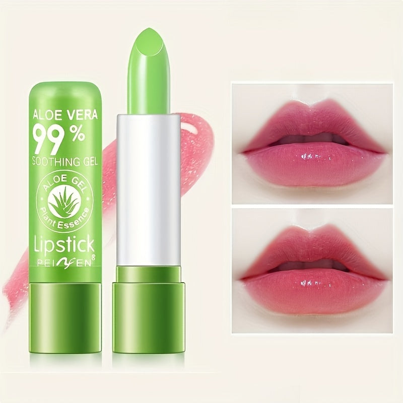 Color-Changing Aloe Lipstick – Long-Lasting, Moisturizing Green-to-Pink Magic Lipstick