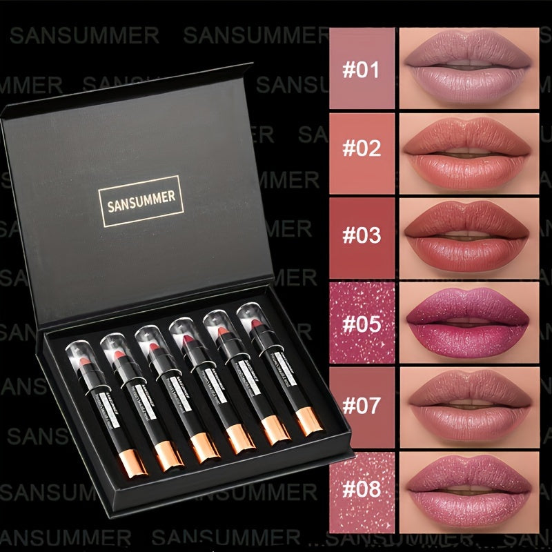 6-Color Waterproof Eyeshadow Lipstick Blush Multiple Uses Gift Set – Matte & Pearlescent Finish – Long-Lasting, Natural Eye Makeup Effortless Daily Looks