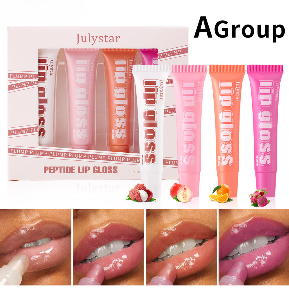 4pcs Lip Gloss Set – 8 Fruity Flavors, Hydrating & Non-Sticky, Long-Lasting Shine for Smooth, Glossy Lips