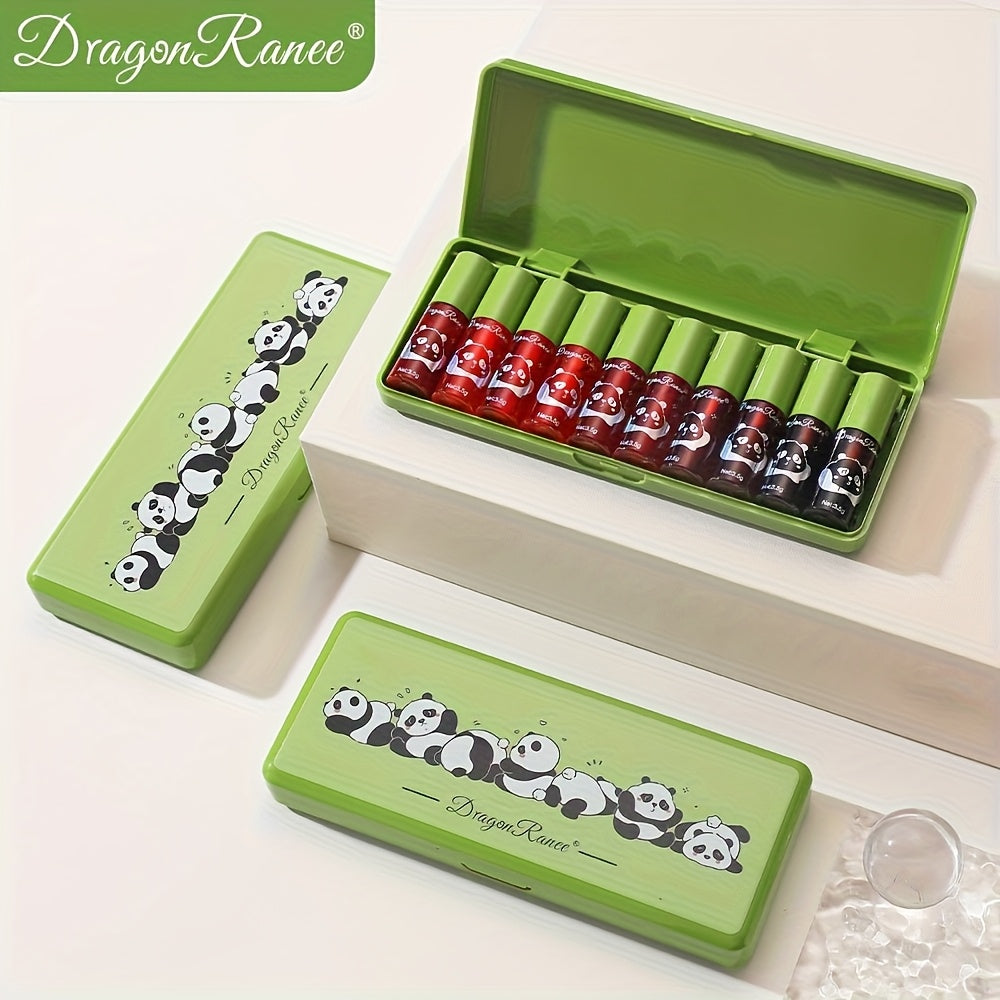 10-Piece Mini Lip Gloss Set – Green Lipstick Gift Box with Nourishing, Long-Lasting, Moisturizing Lip Colors, Glosses & Stains – Mirror-Like Finish