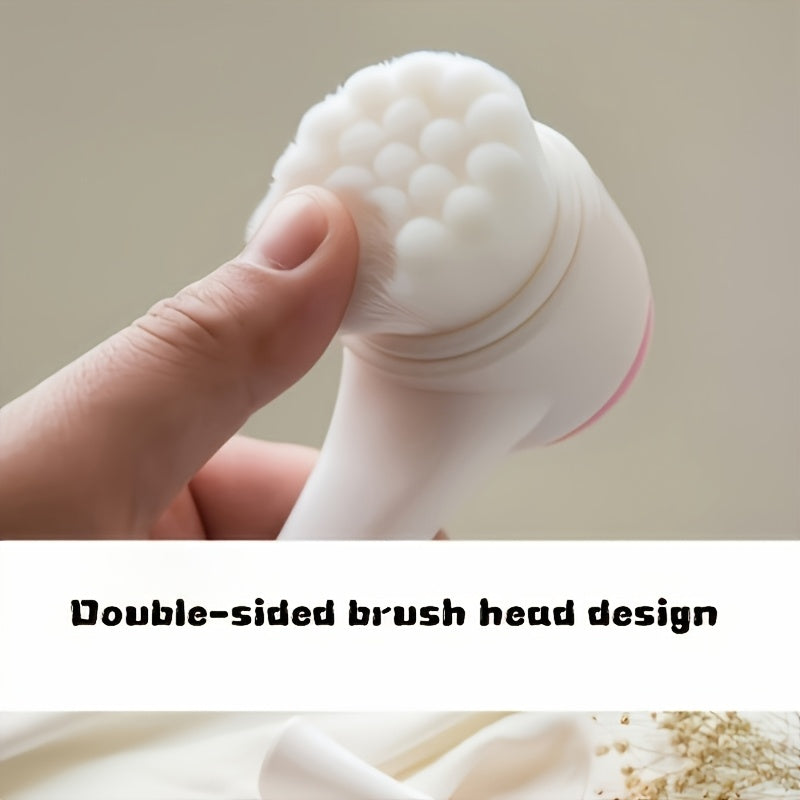 2-in-1 Silicone Facial Scrubber & Manual Face Massager – Double-Sided Exfoliating Brush with Soft Bristles, No Power Needed