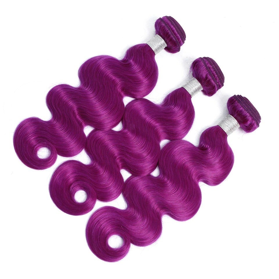 Body Wave 10A Grade Purples #1B/ purple 3/4 BUNDLES with CLOSURES & FR