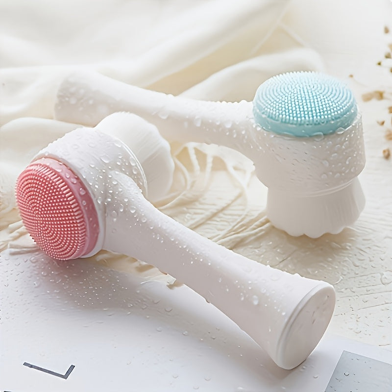 2-in-1 Silicone Facial Scrubber & Manual Face Massager – Double-Sided Exfoliating Brush with Soft Bristles, No Power Needed