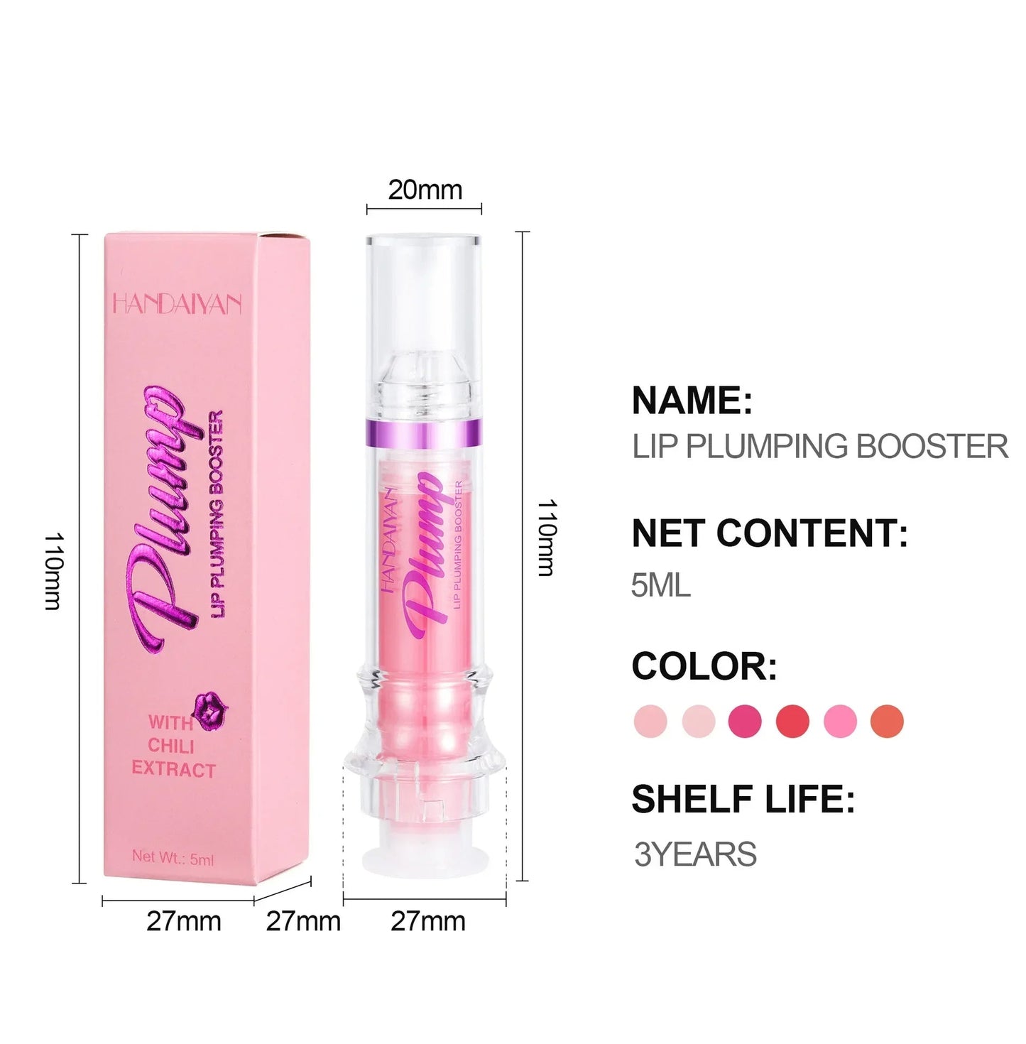 Lip Plumping Booster – Waterproof Liquid Lipstick & Gloss with Moisturizing Oil Glitter Finish