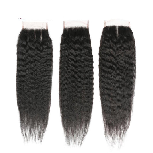 10A Grade Kinky Straight 4x4 Brazilian 5x5 Lace 6x6 Closure Remy Hair