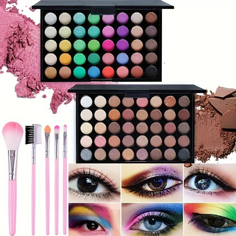 POPFEEL Professional Eye Makeup Gift Set – All-in-One Eye Kit with Eyeshadow Palette Eyeliner, Brow Pencil & Mascara