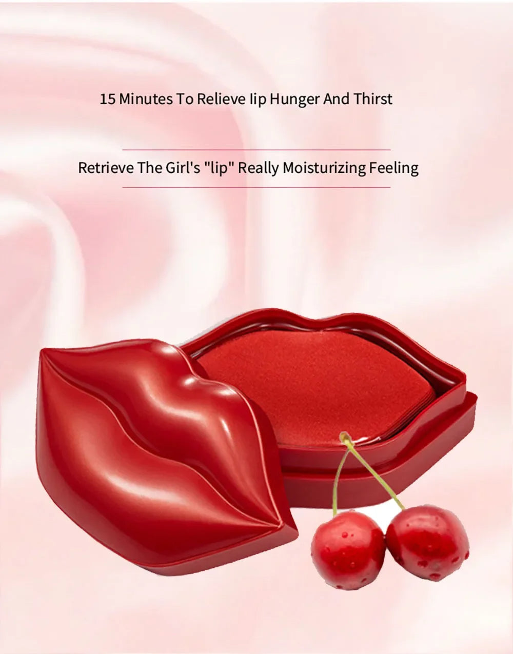 20pcs Cherry Vitamin Lip Masks – Moisturizing Lip Patches with Cherry Extract to Brighten Remove Dead Skin & Improve Dry Lips Gift for Women