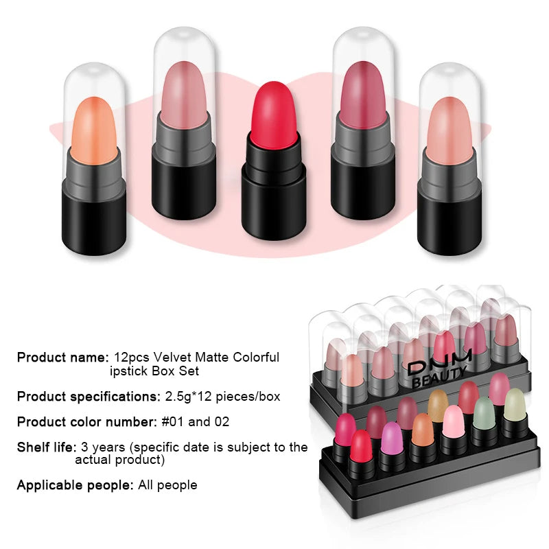 12-Color Eyeshadow Stick Set – Long-Lasting Cream Sticks with Glitter & Matte Finishes in Black, Gray & Mixed Shades