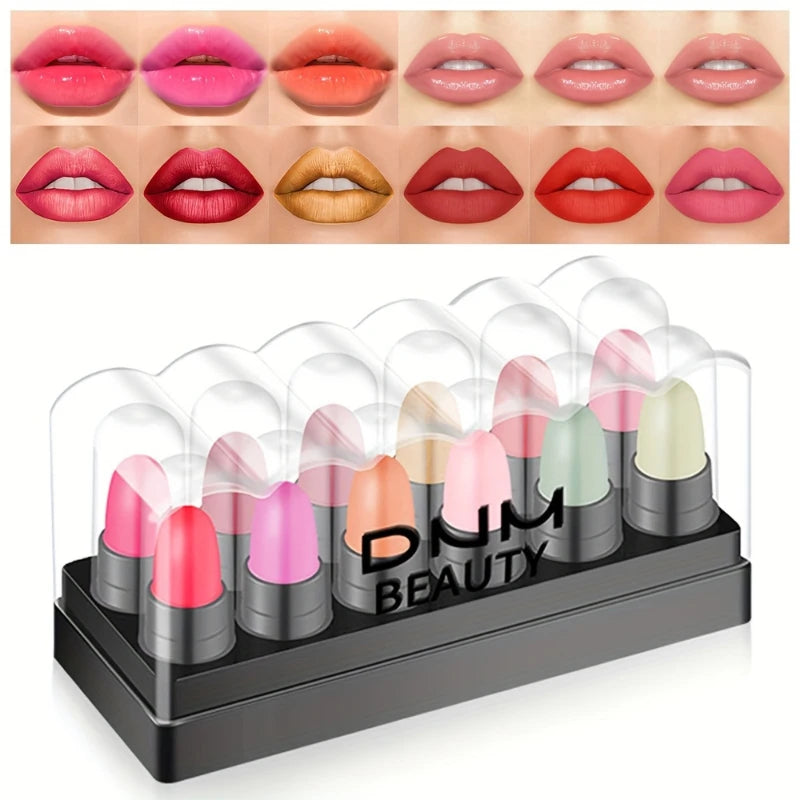 12-Color Eyeshadow Stick Set – Long-Lasting Cream Sticks with Glitter & Matte Finishes in Black, Gray & Mixed Shades