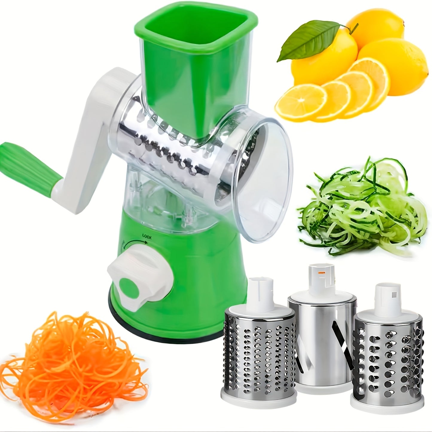 Manual Multi-Functional Drum Slicer – Desktop Kitchen Tool for Slicing Cheese, Vegetables & Fruits with Ease
