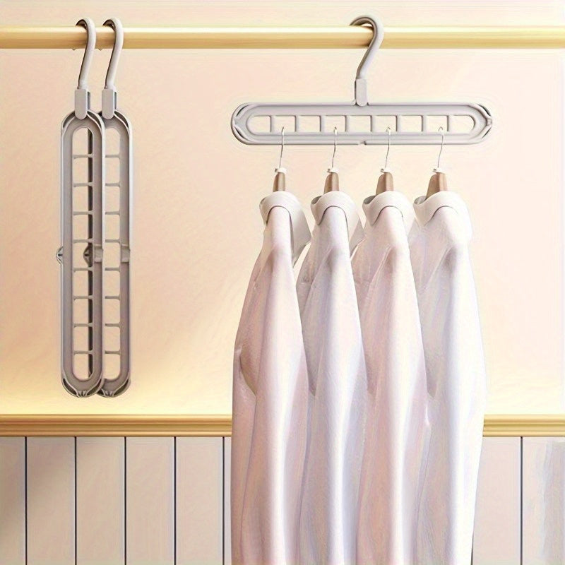 3Pcs Space-Saving Multi-Position 9-Hole Folding Plastic Hangers – Closet & Wardrobe Organizer with Unfinished Finish
