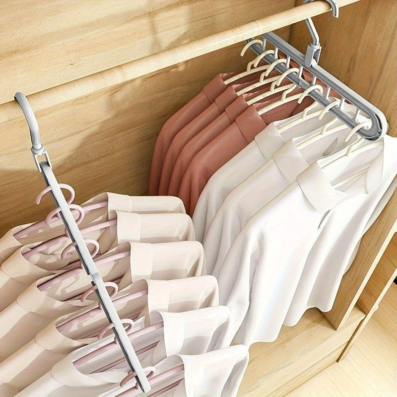 3Pcs Space-Saving Multi-Position 9-Hole Folding Plastic Hangers – Closet & Wardrobe Organizer with Unfinished Finish